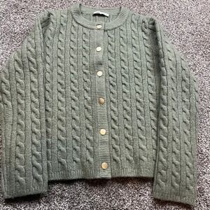 Abercrombie & Fitch Green Cable Knit Cardigan